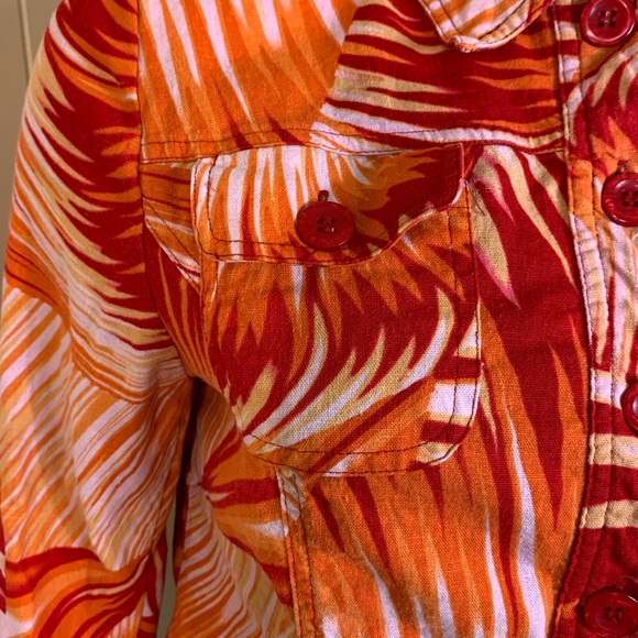 Vintage Company Collection Linen Blend Short/Jacket Womens Size M Orange Floral - Picture 16 of 16